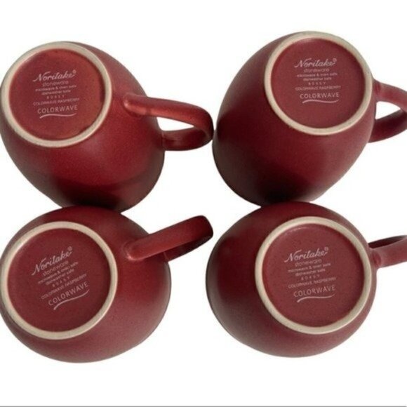 Noritake Colorwave Raspberry Stoneware 12 Oz Mugs - Set Of 4 # 8045Y - Picture 10 of 14